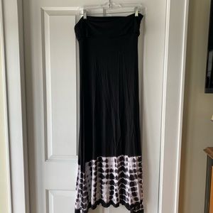 maxi skirt black and tie dye